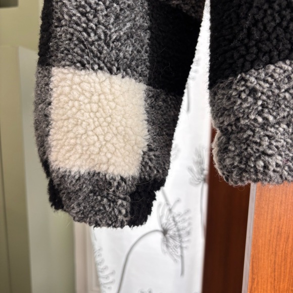 Urban Heritage Black White Buffalo Plaid Sherpa Fleece 1/4 Zip Pullover Size M - Picture 6 of 12